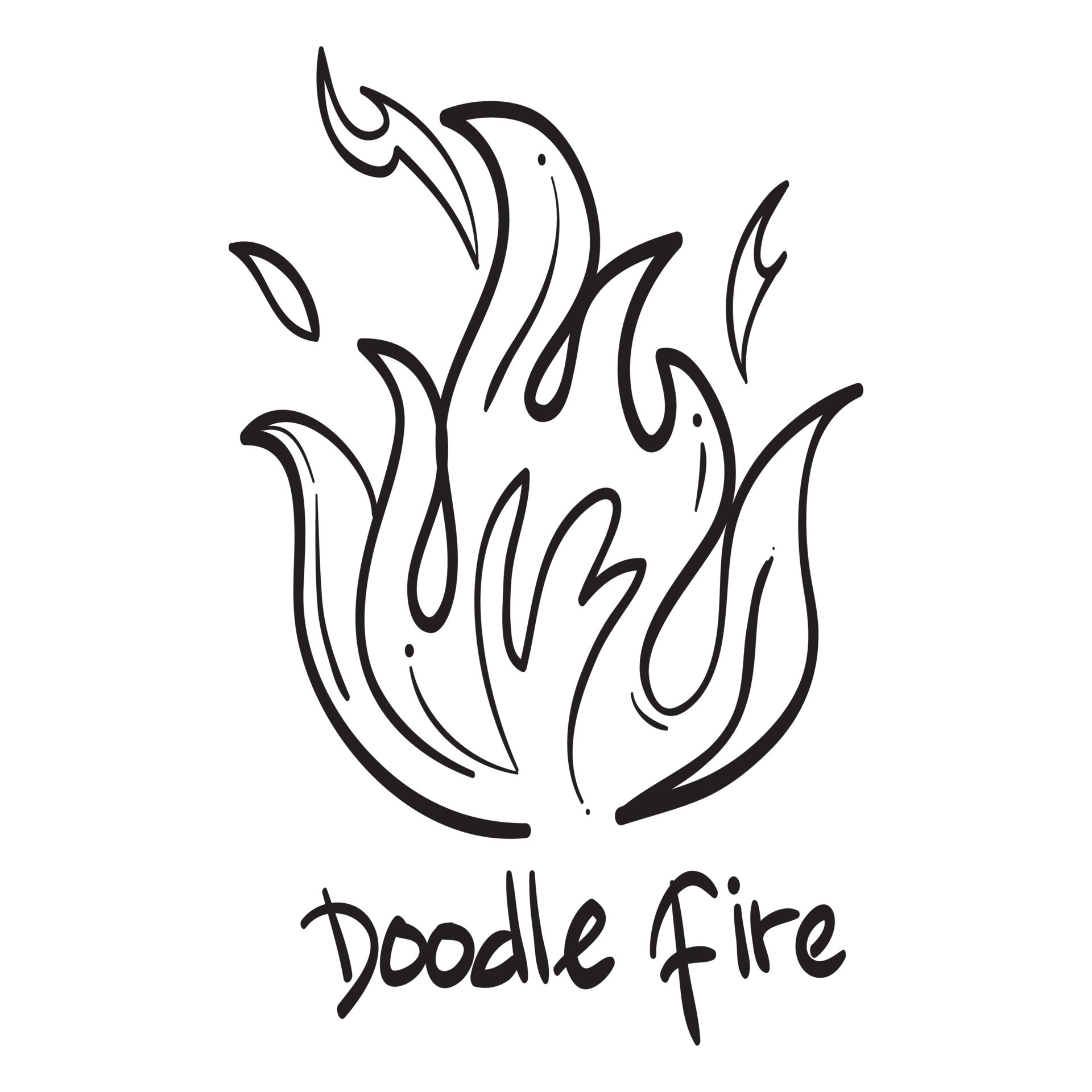 ícones de fogo desenhados à mão. vetor de ícones de chamas de fogo. mão  desenhada doodle esboço fogo, desenho preto e branco. símbolo de fogo  simples. 14951133 Vetor no Vecteezy